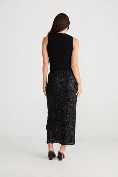 Dazzle Skirt in Black Sequin