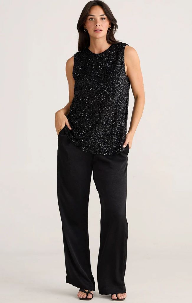 Show Stopper Top in Black Sequin