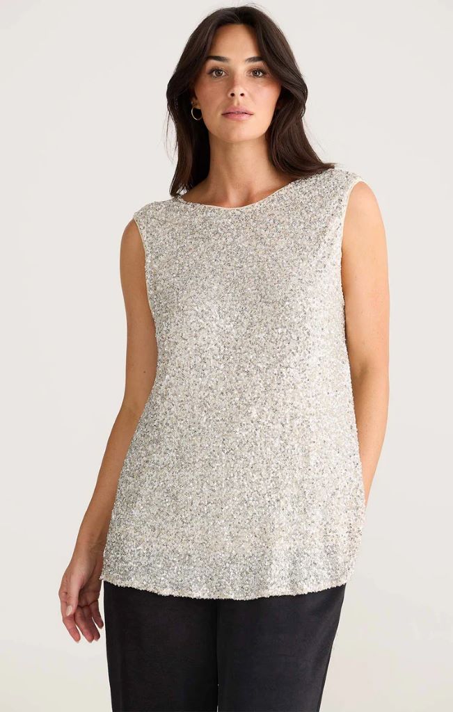 Show Stopper Top in Champagne Sequin