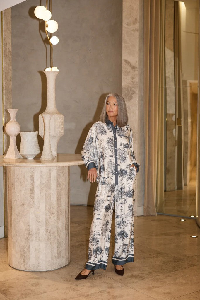 Glenda Shirt in Slate Toile