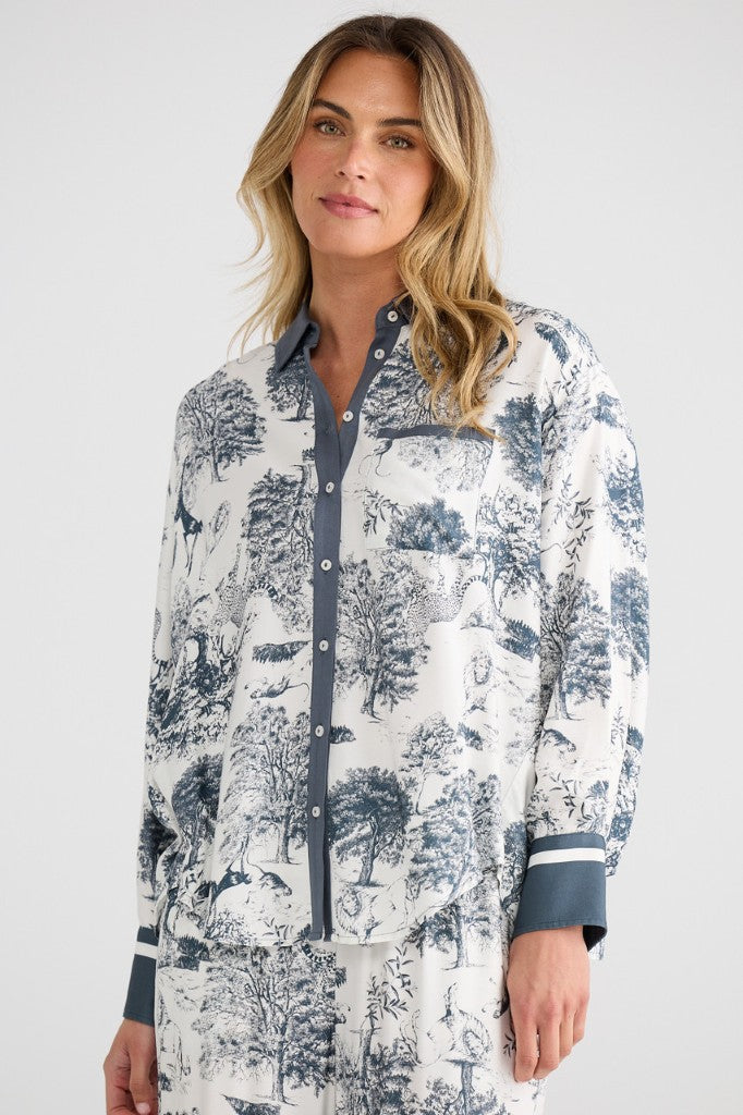 Glenda Shirt in Slate Toile