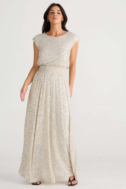 Shelly Dress in Champagne Sequin