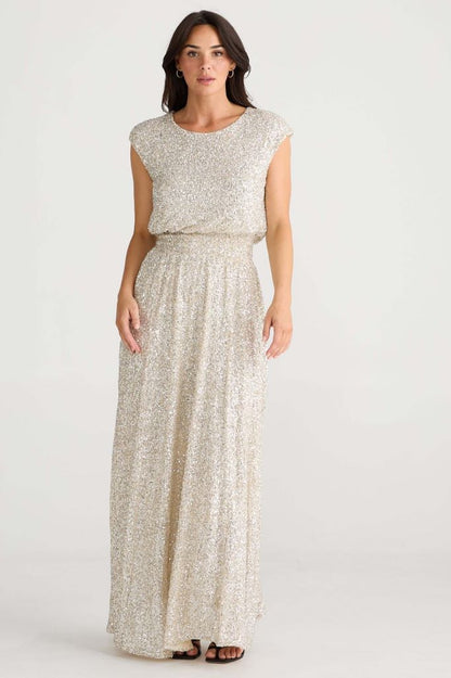 Shelly Dress in Champagne Sequin