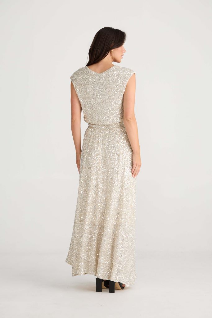 Shelly Dress in Champagne Sequin