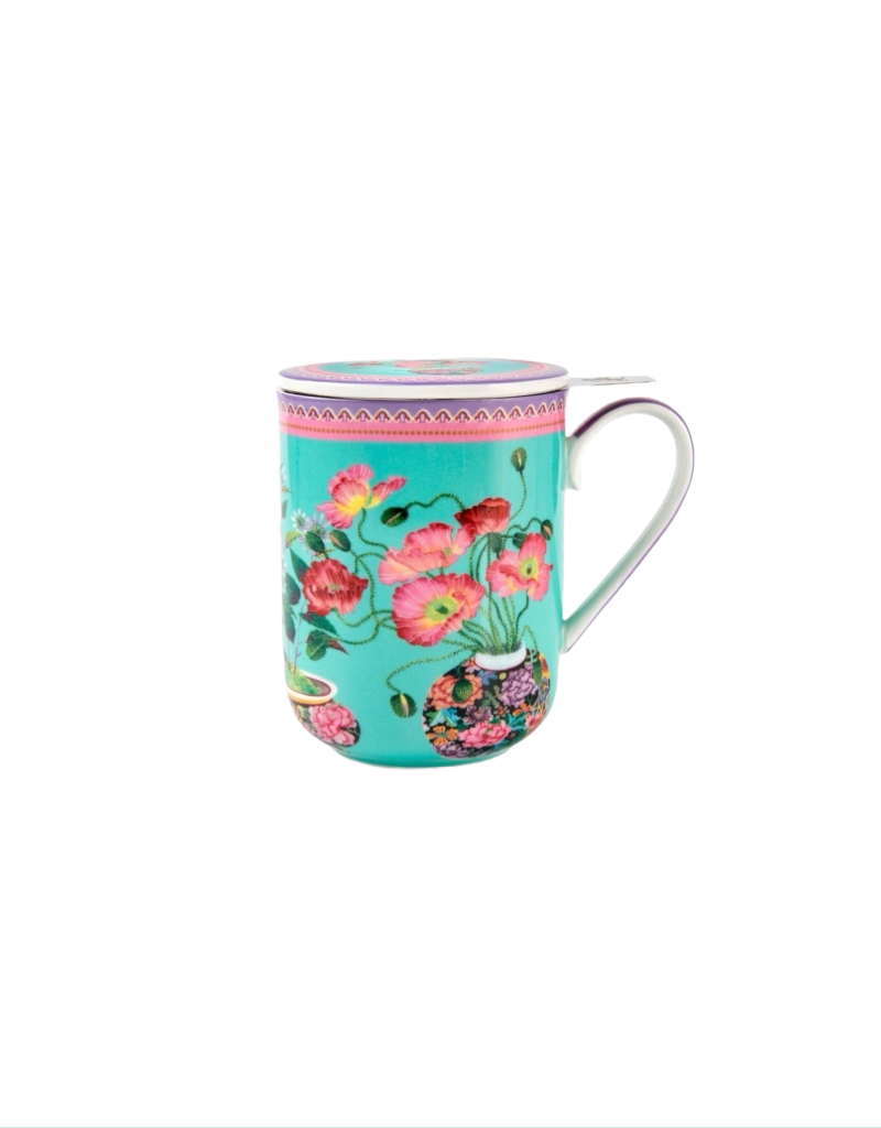 Gabby Malpas Jardin Mug with Infuser in Poppy