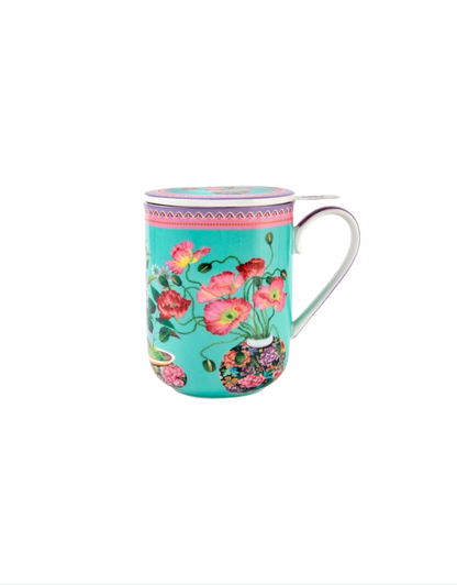 Gabby Malpas Jardin Mug with Infuser in Poppy