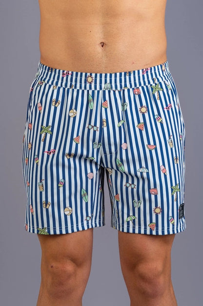 Cruiser Elasticated Boardshort in Beach Stripe