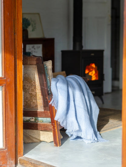 Mohair / Wool Blanket in Clear Skies