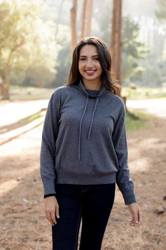 Castellon Funnel Neck with Draw String in Charcoal