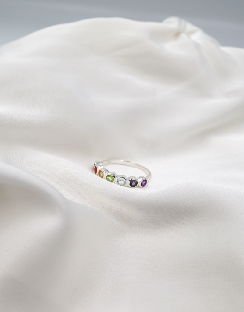 Sterling Silver Chakra 7 Stone Ring