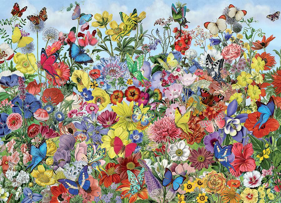 1000 Piece Puzzle in Butterfly Garden