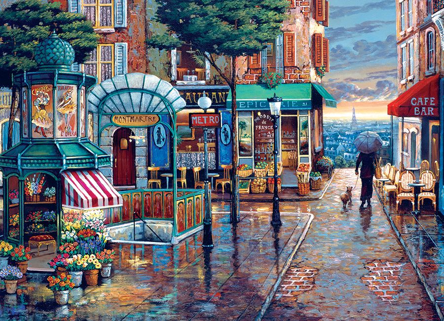 1000 Piece Puzzle in Rainy Day Stroll