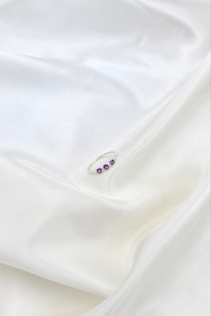 Sterling Silver Colleen Faceted Amethyst Ring