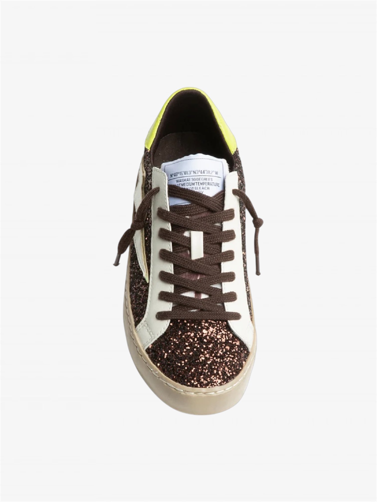 Shimmer Embellished Sneaker in Chocolate / Lime