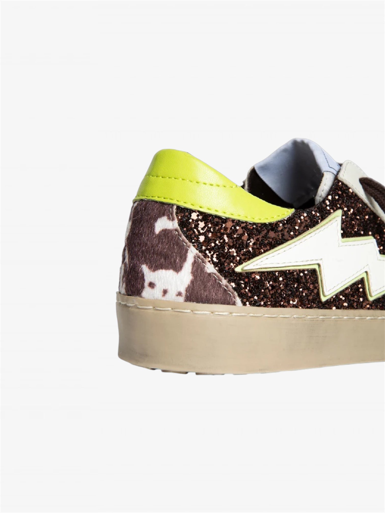 Shimmer Embellished Sneaker in Chocolate / Lime