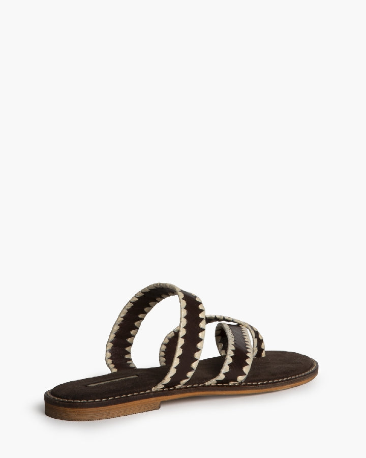 Contrast Stitch Sandal in Café