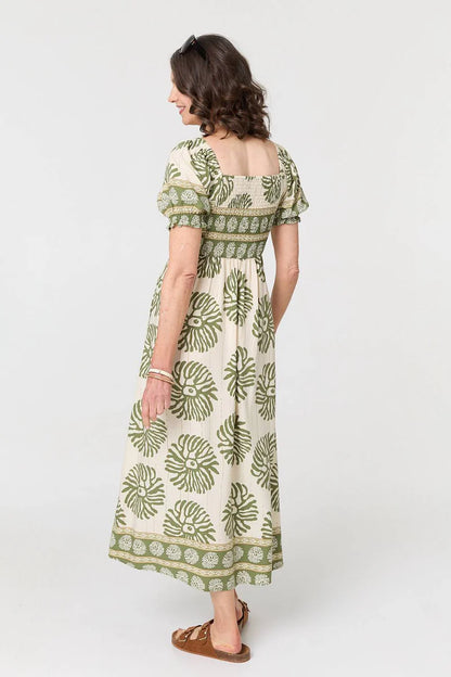 Tie Front Midi Dress in Khaki