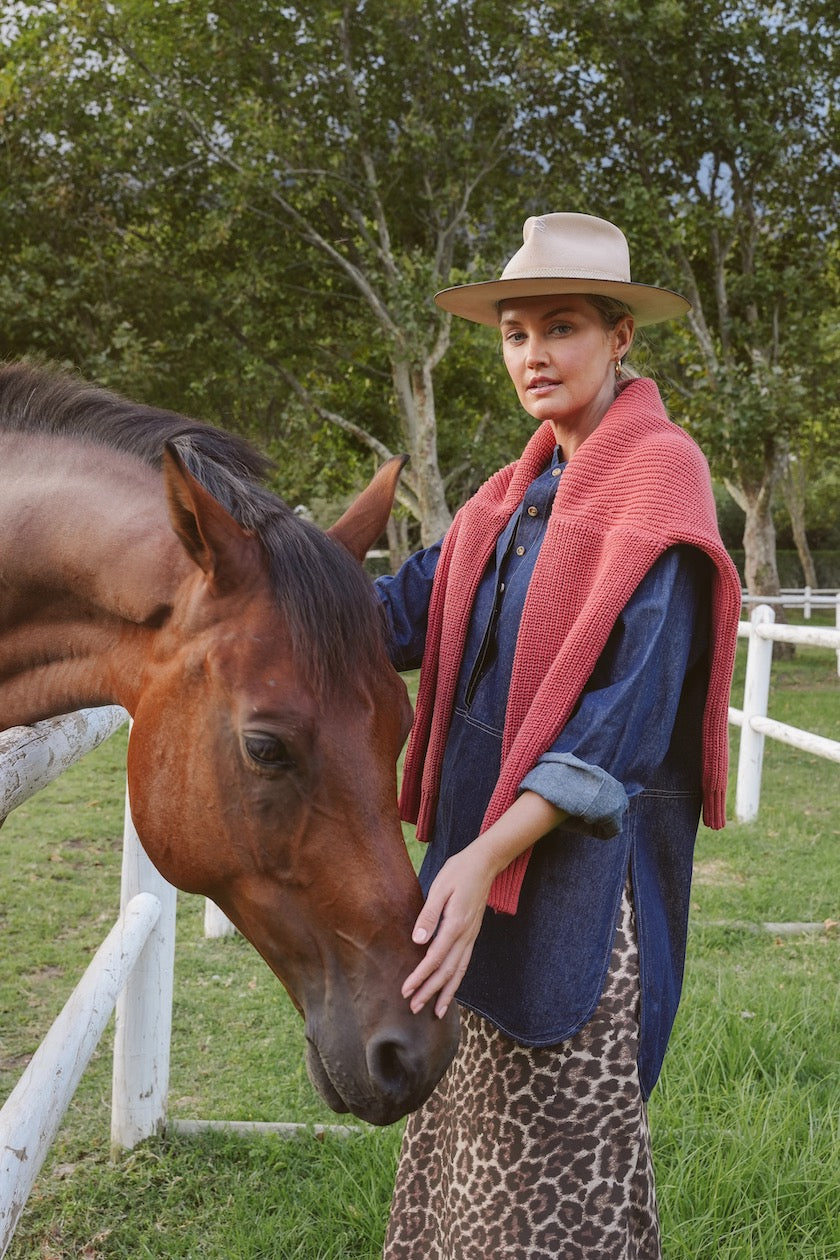 Paige Cotton Mock-neck Knit in Rooibos