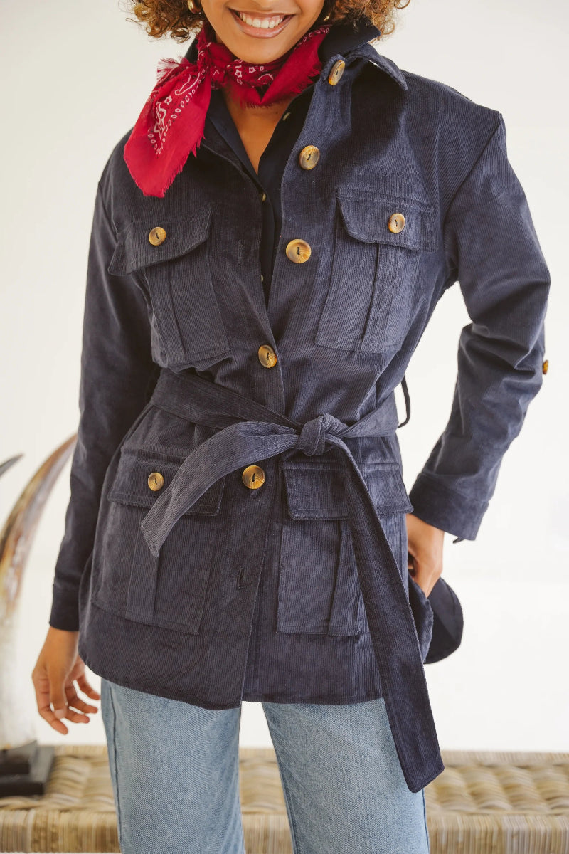 Safari Cotton Corduroy Jacket in Navy