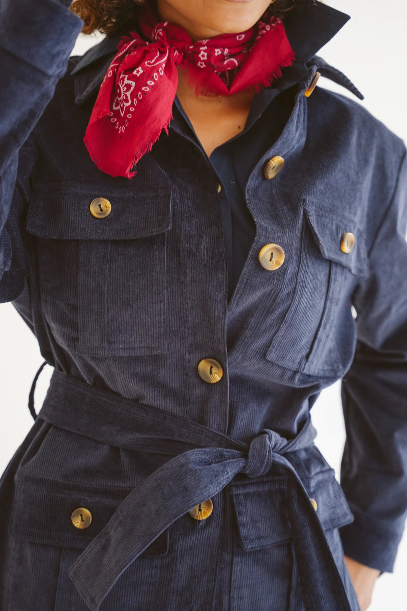 Safari Cotton Corduroy Jacket in Navy