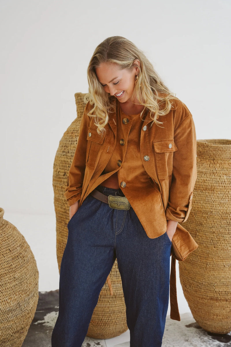 Safari Cotton Corduroy Jacket in Pecan