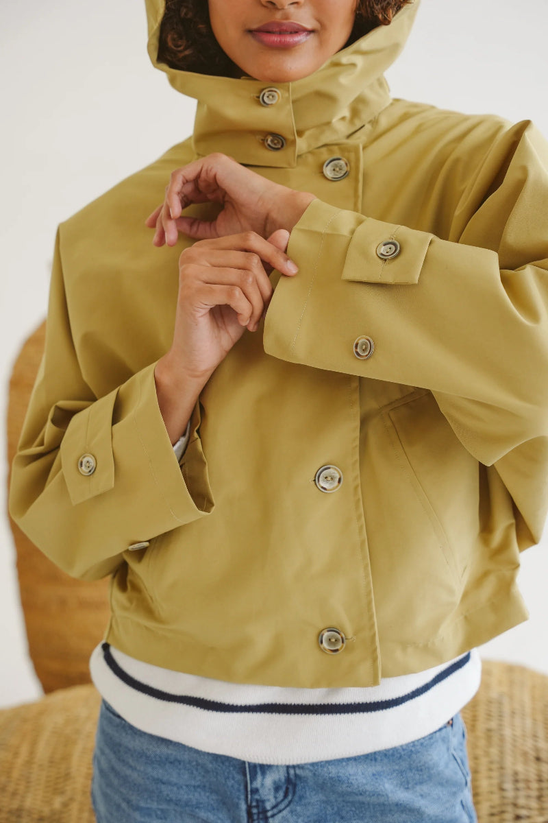 Nia Cotton Blend Batwing Jacket in Camel