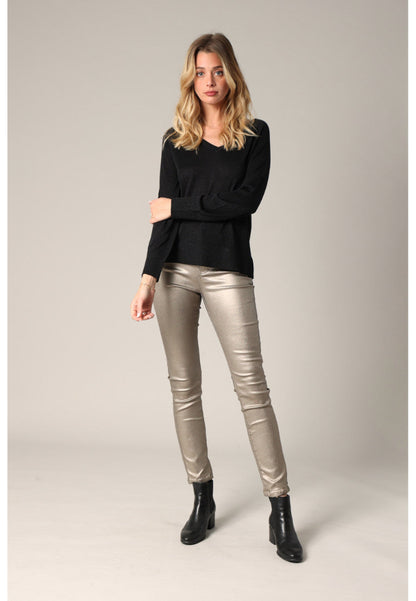 Amalia V-Neck Top in Black