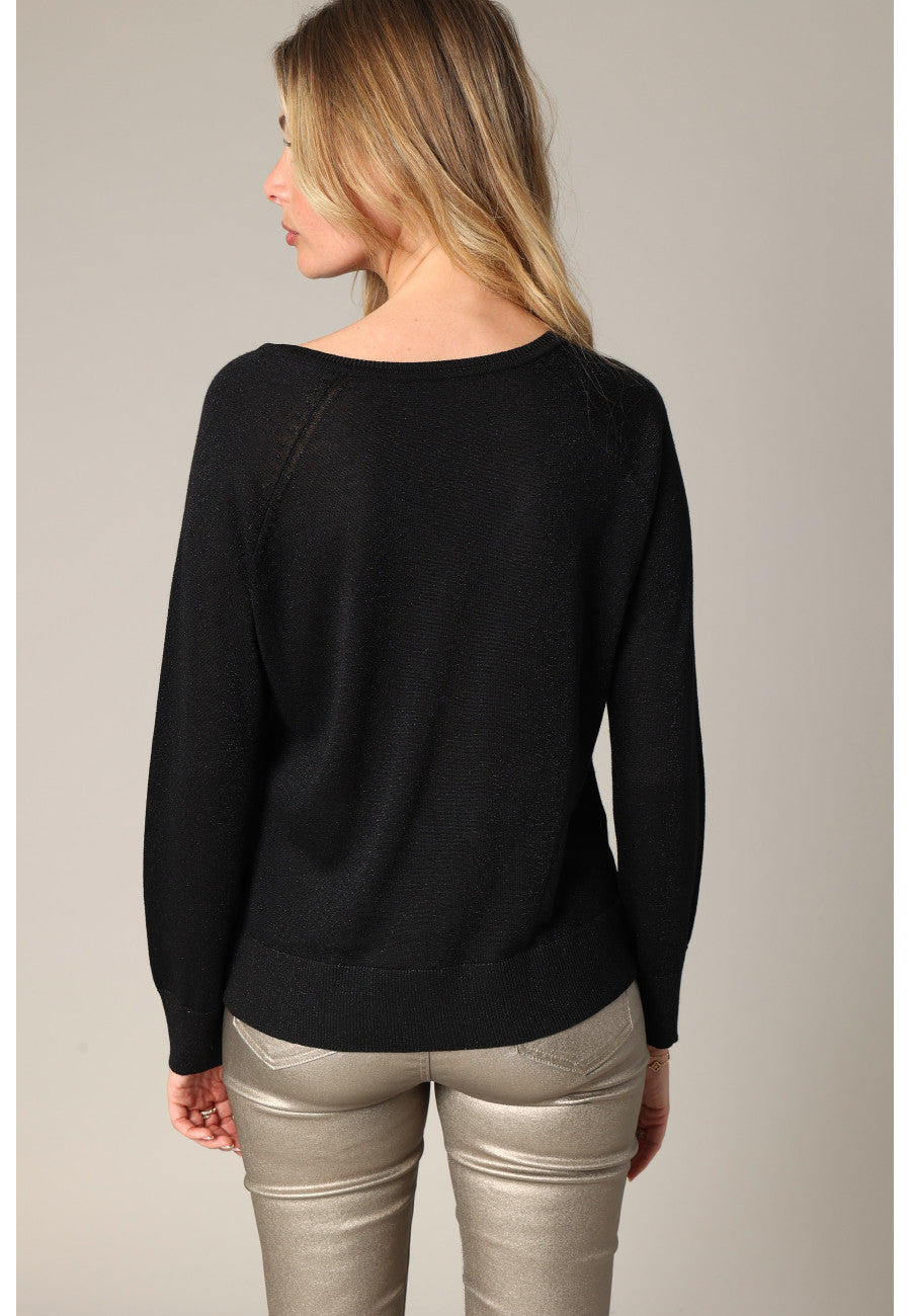 Amalia V-Neck Top in Black