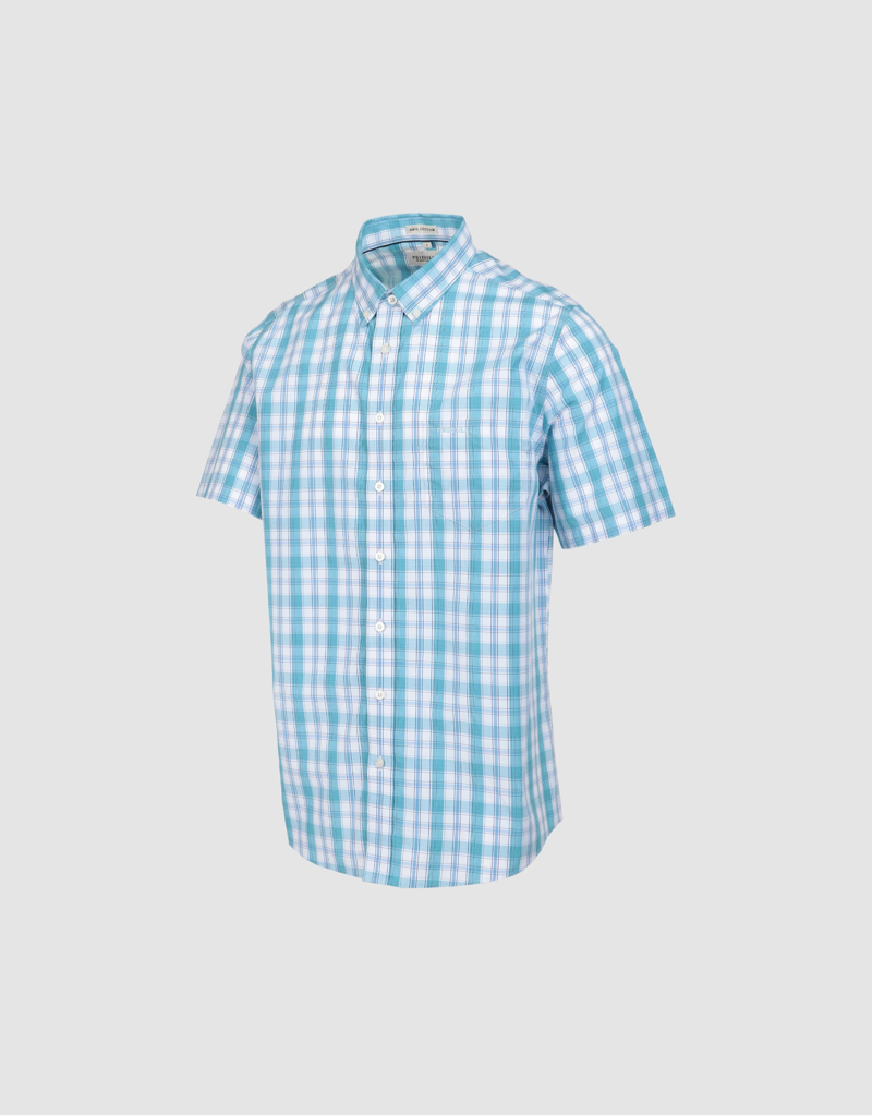 Trey Classic Check 100% Cotton Shirt in Blue