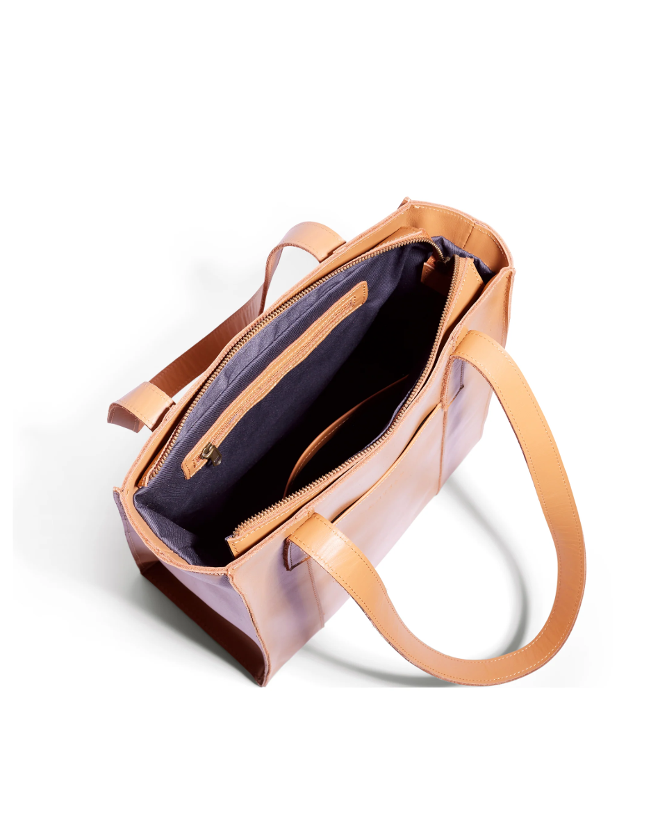 Delta North-South Business Leather Tote Bag in Almond Tan