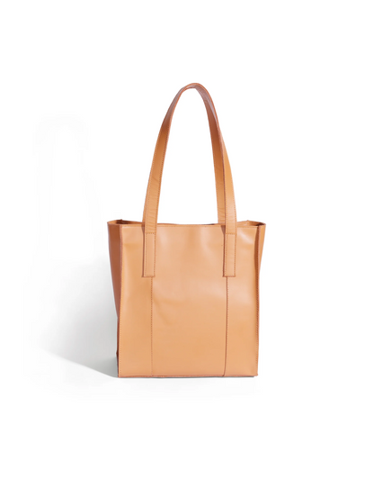Delta North-South Business Leather Tote Bag in Almond Tan