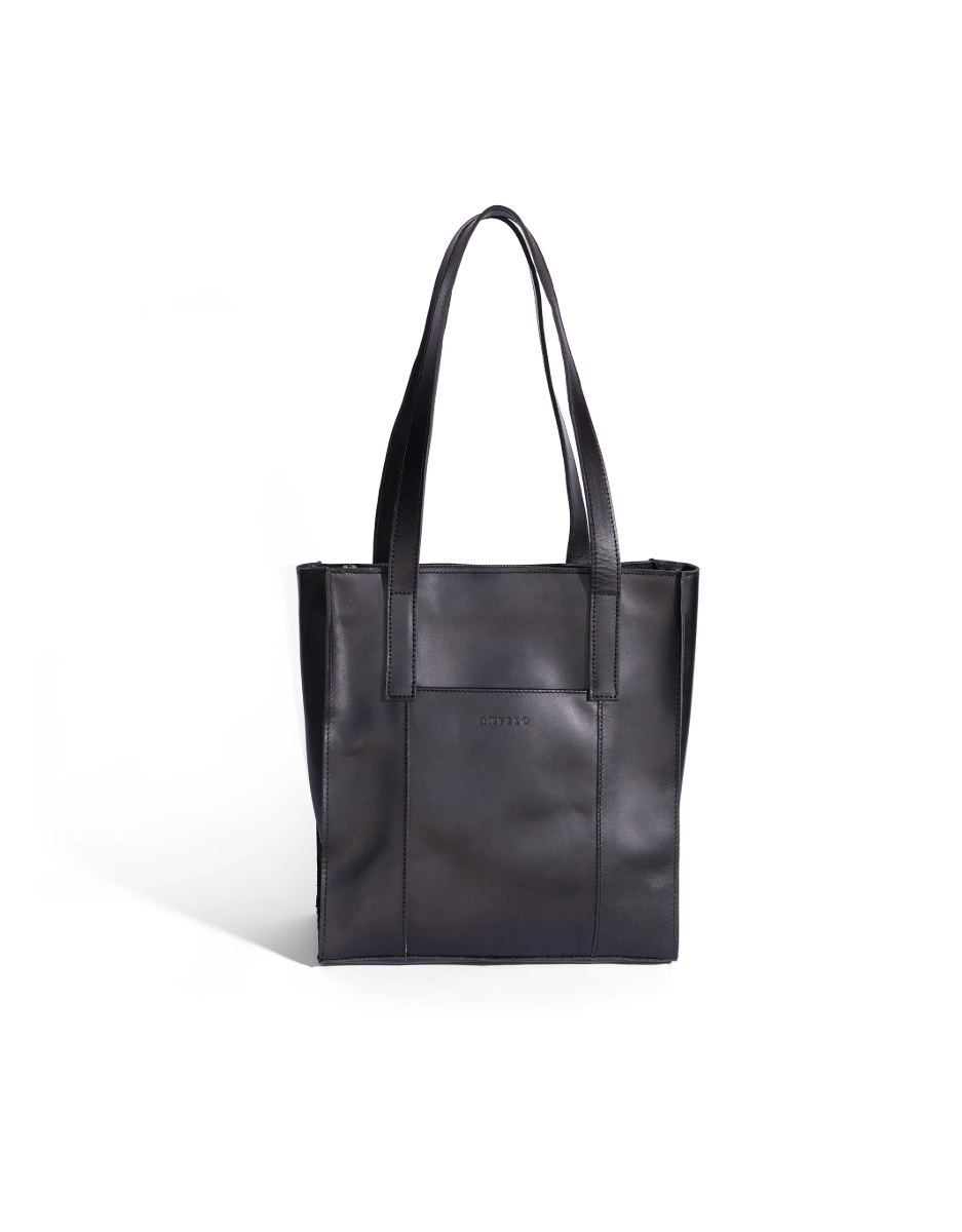 Delta North-South Business Leather Tote Bag in Black