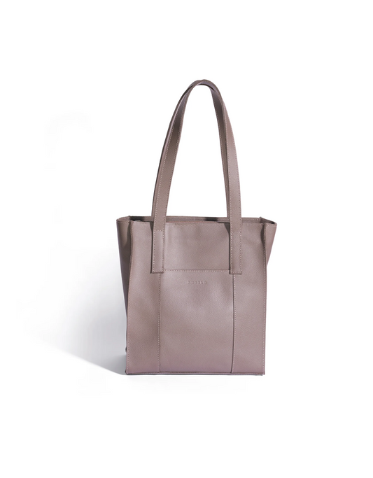 Delta North-South Business Leather Tote Bag in Dark Taupe