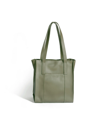 Delta North-South Business Leather Tote Bag in Khaki Green