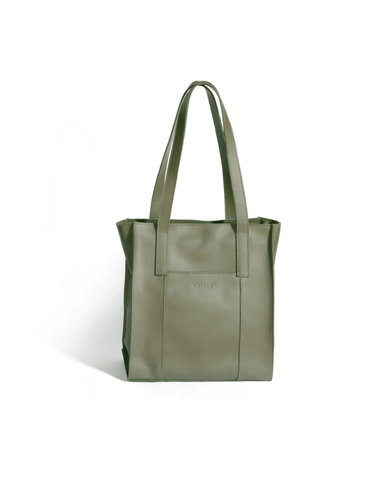 Delta North-South Business Leather Tote Bag in Khaki Green