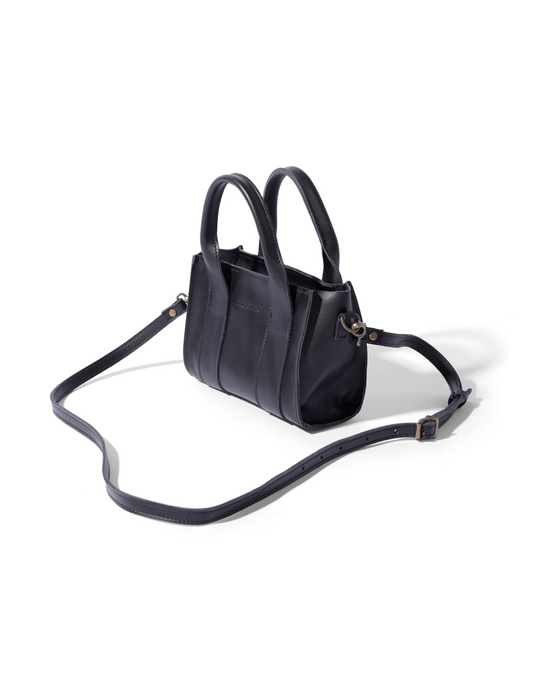 Berkley Leather Mini Crossbody Shopper in Black
