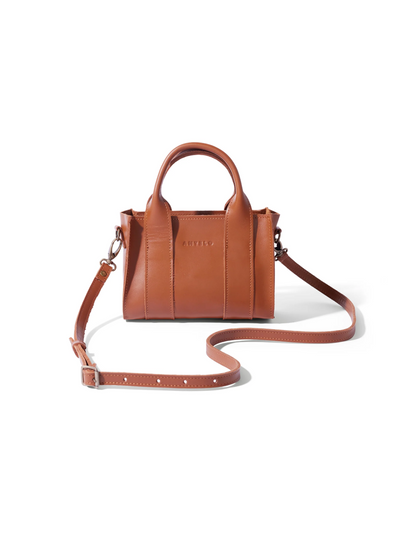 Berkley Leather Mini Crossbody Shopper in Cider Tan