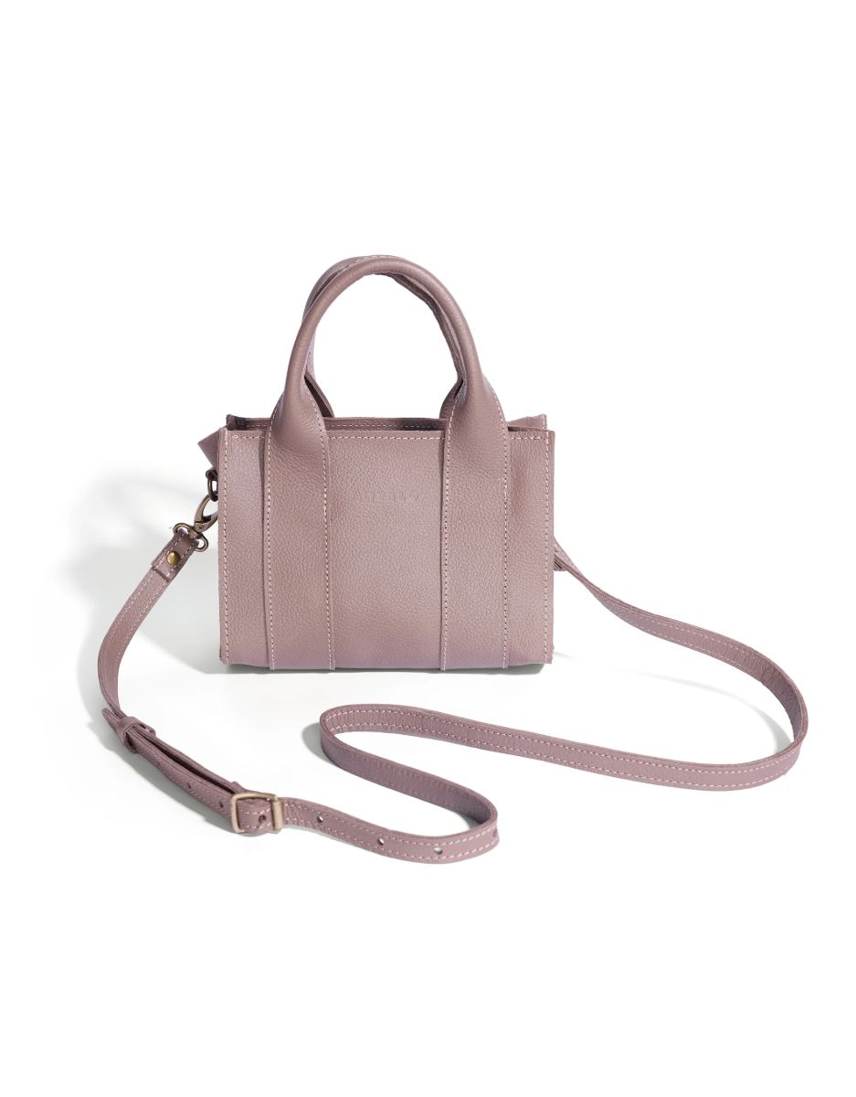 Berkley Leather Mini Crossbody Shopper in Dark Taupe