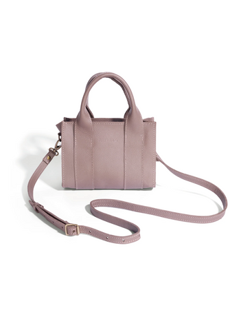 Berkley Leather Mini Crossbody Shopper in Dark Taupe