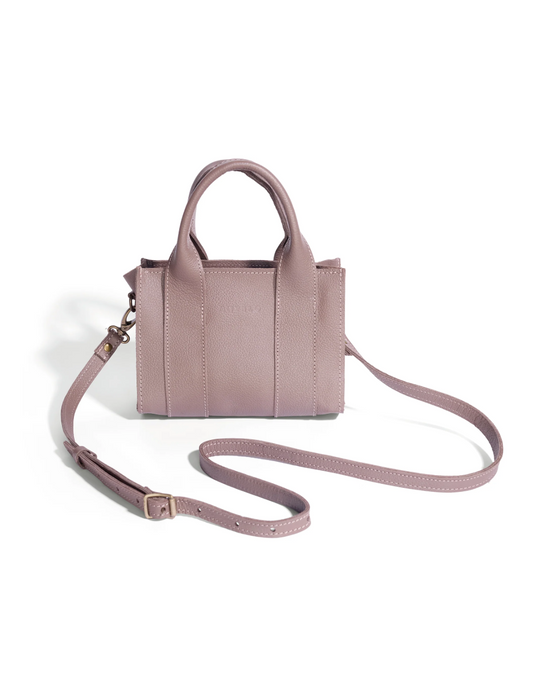 Berkley Leather Mini Crossbody Shopper in Dark Taupe
