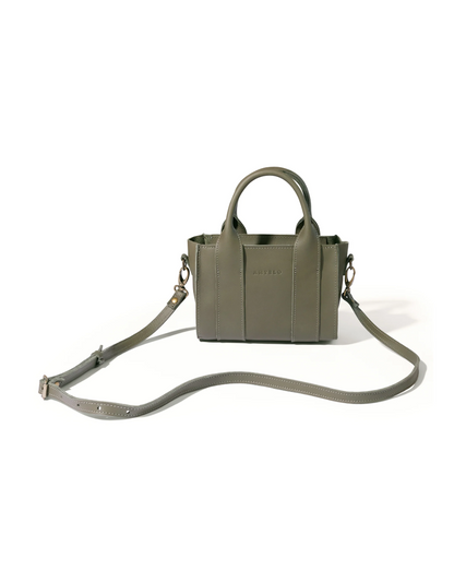 Berkley Leather Mini Crossbody Shopper in Khaki Green