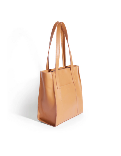 Delta North-South Business Leather Tote Bag in Almond Tan