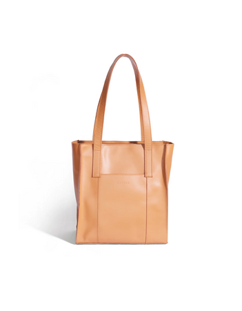 Delta North-South Business Leather Tote Bag in Almond Tan