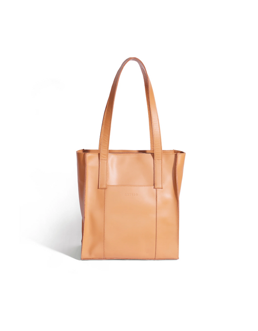 Delta North-South Business Leather Tote Bag in Almond Tan
