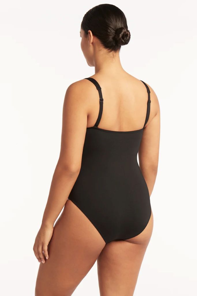 Eco Essentials Square Neck One Piece in Black