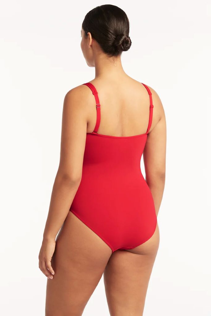 Eco Essentials Square Neck One Piece in Red