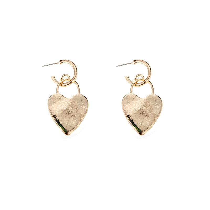 Hoop Heart Earrings in Gold