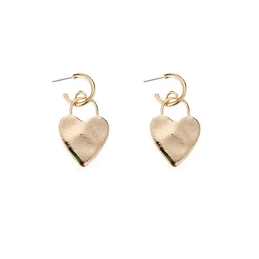 Hoop Heart Earrings in Gold