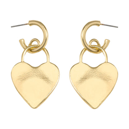 Hoop Heart Earrings in Gold