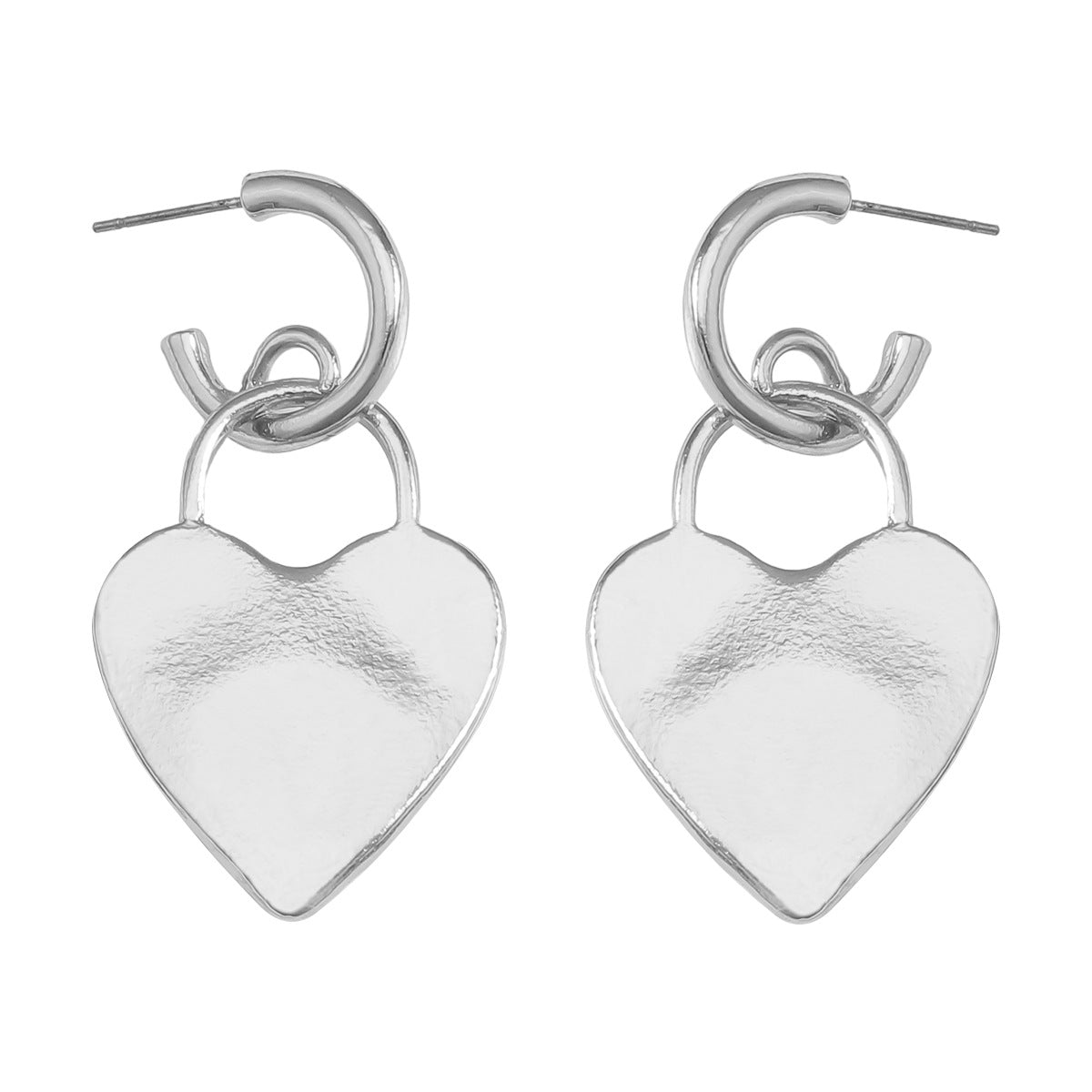 Hoop Heart Earrings in Silver